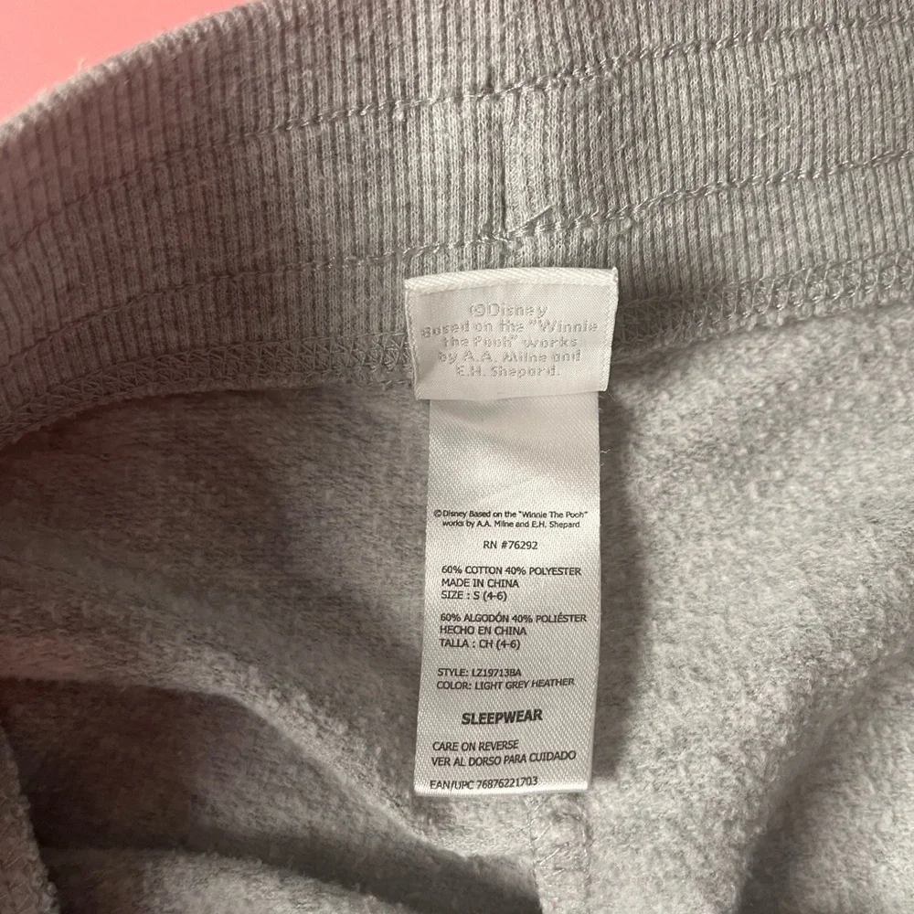 Disney‎ Winnie The Pooh pajama jogger sleep lounge pants Size small 4-6 in grey